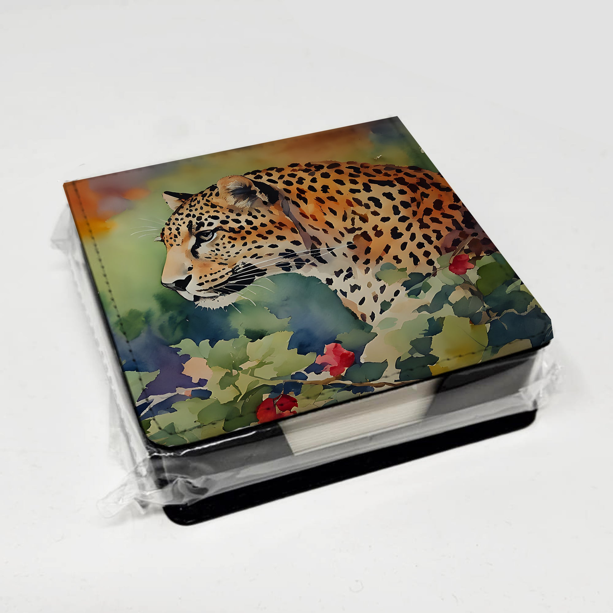 Caroline's Treasures Leopard PU Leather Note Paper Holder