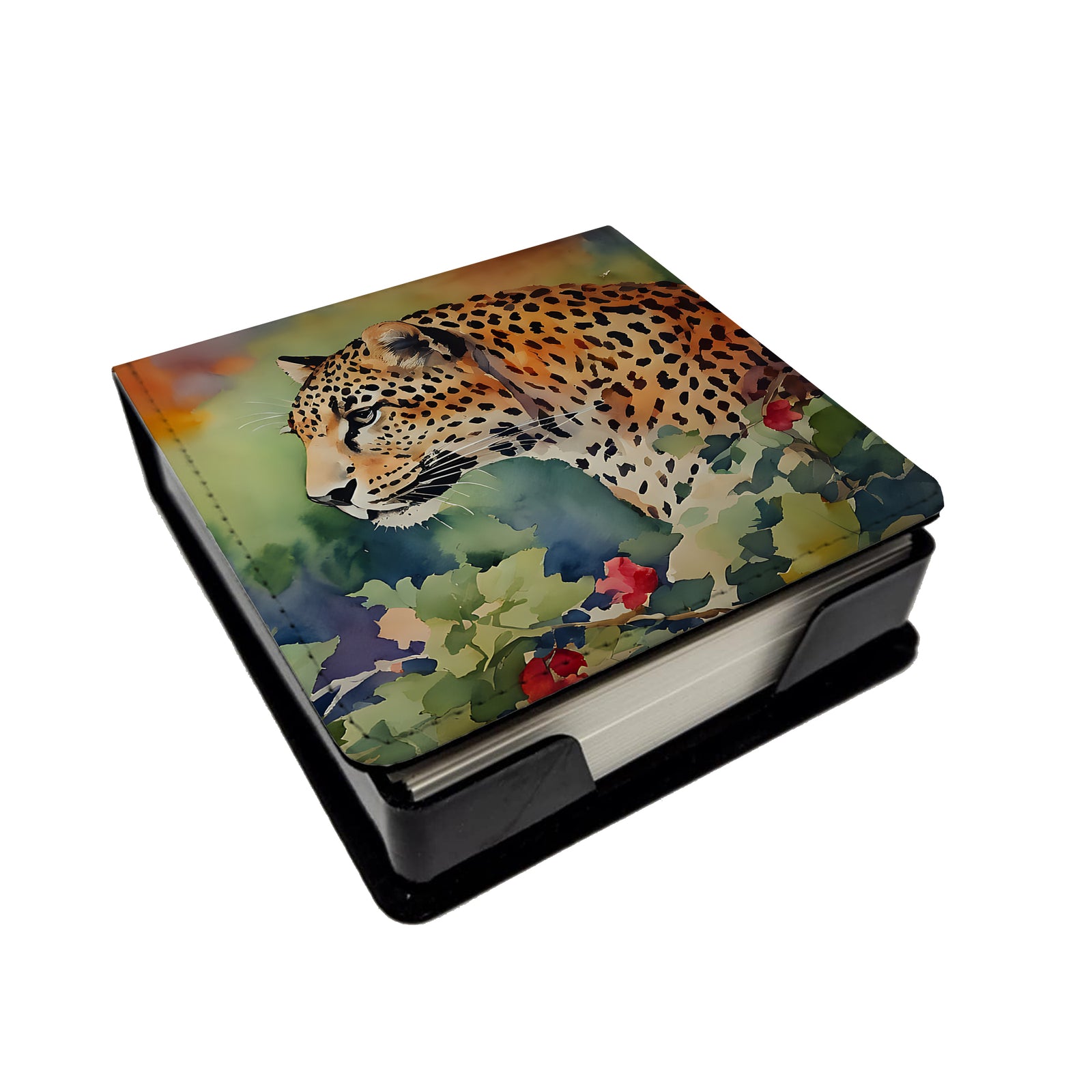 Caroline's Treasures Leopard PU Leather Note Paper Holder