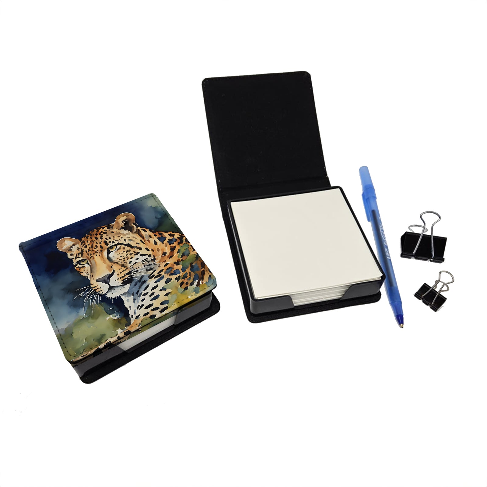 Caroline's Treasures Leopard PU Leather Note Paper Holder