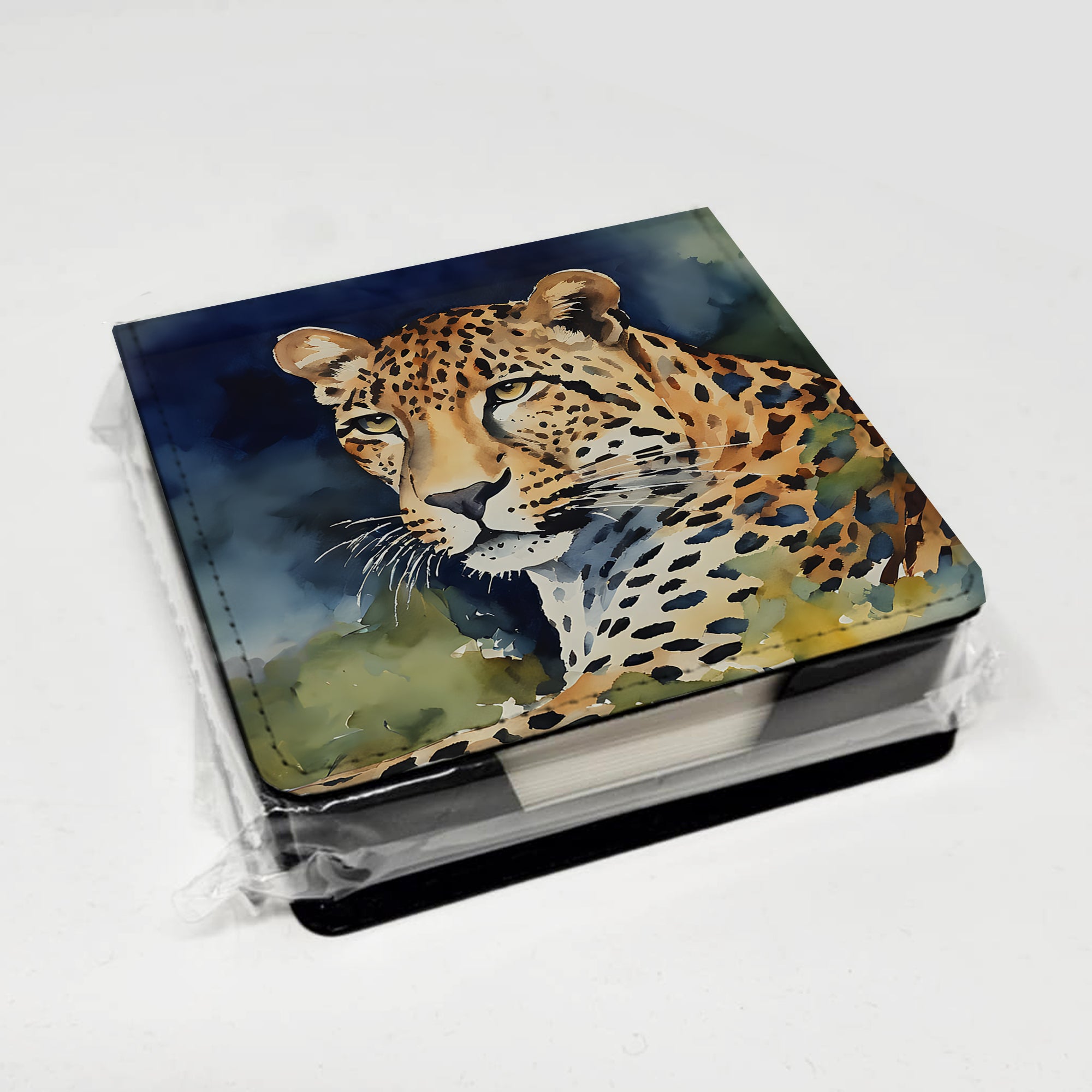 Caroline's Treasures Leopard PU Leather Note Paper Holder