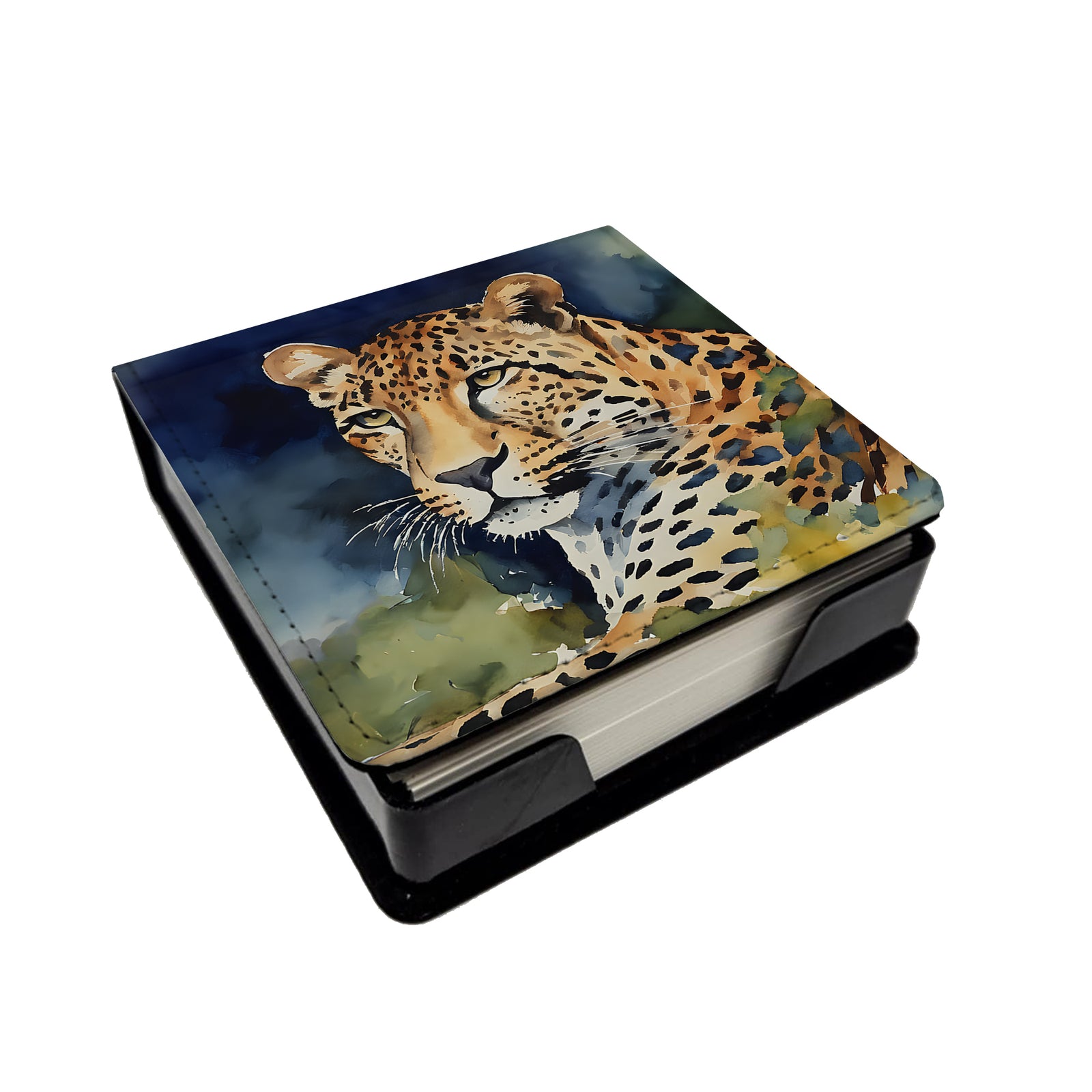 Caroline's Treasures Leopard PU Leather Note Paper Holder