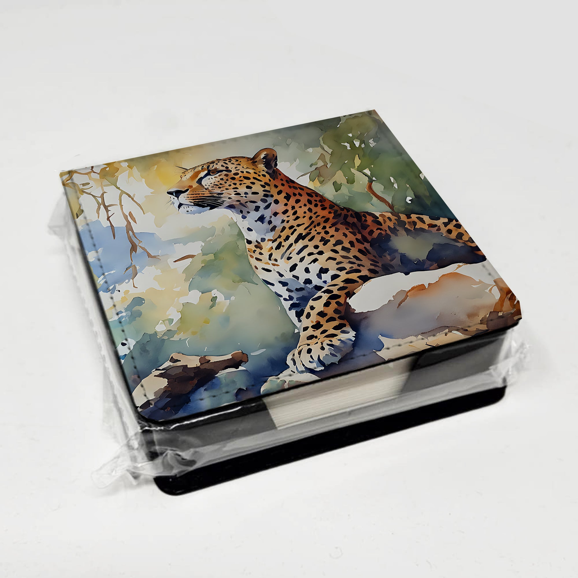 Caroline's Treasures Leopard PU Leather Note Paper Holder