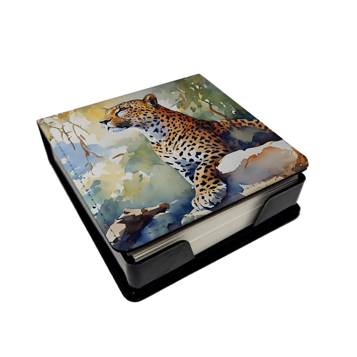 Caroline's Treasures Leopard PU Leather Note Paper Holder