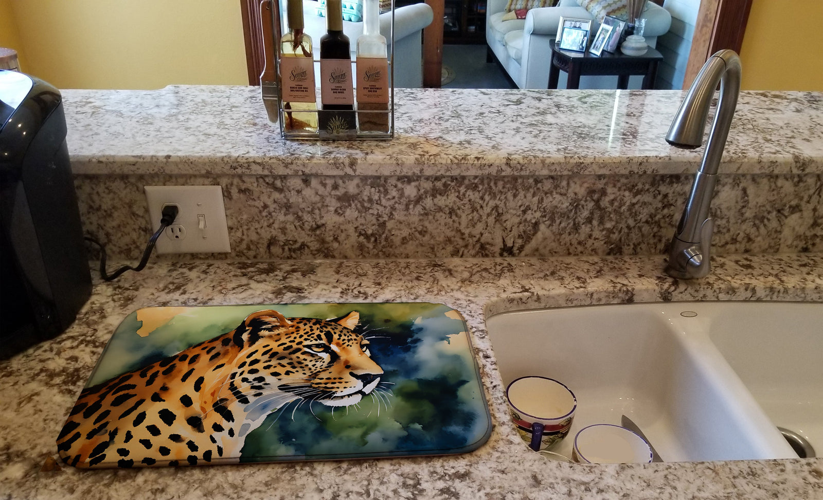 Caroline's Treasures Leopard Dish Drying Mat