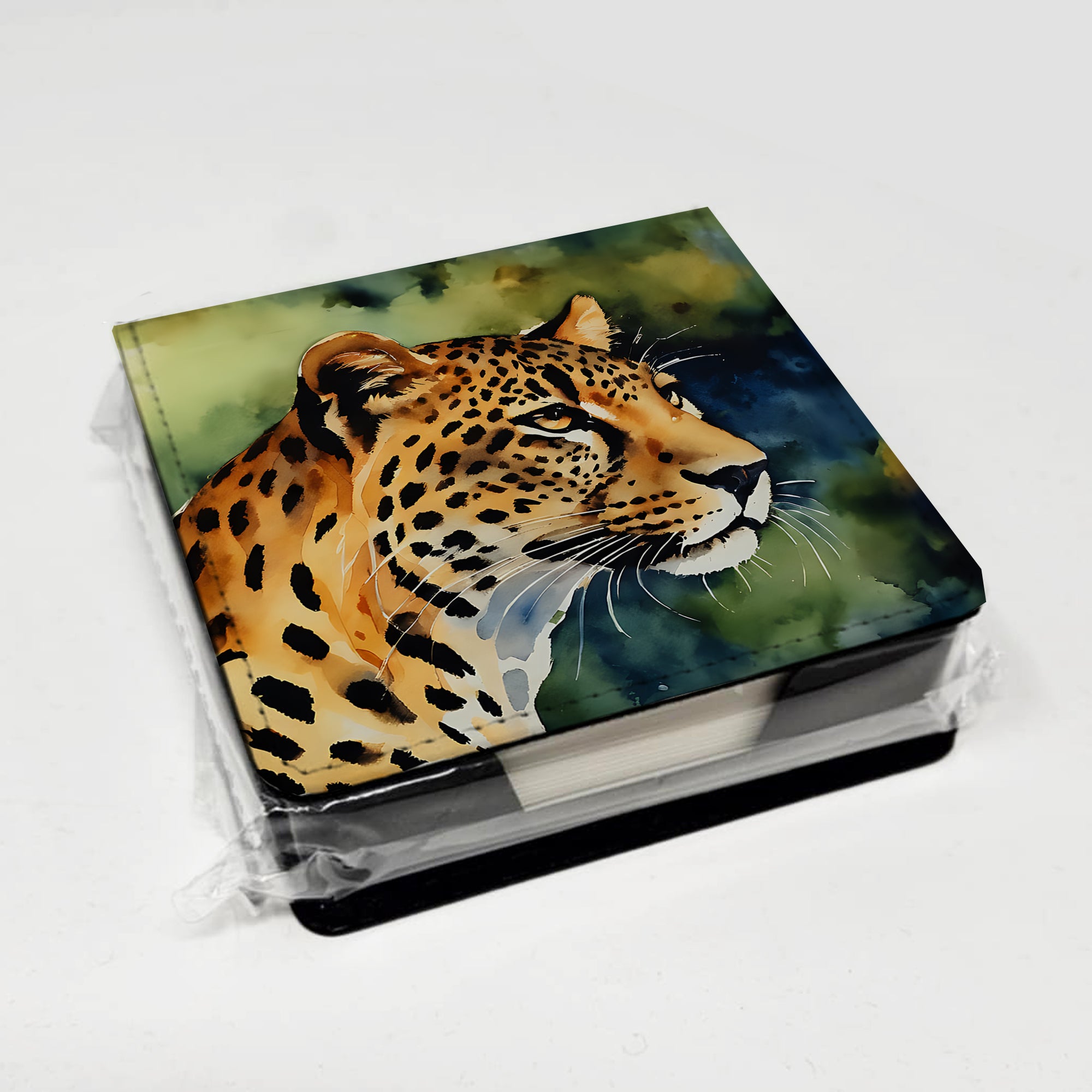 Caroline's Treasures Leopard PU Leather Note Paper Holder