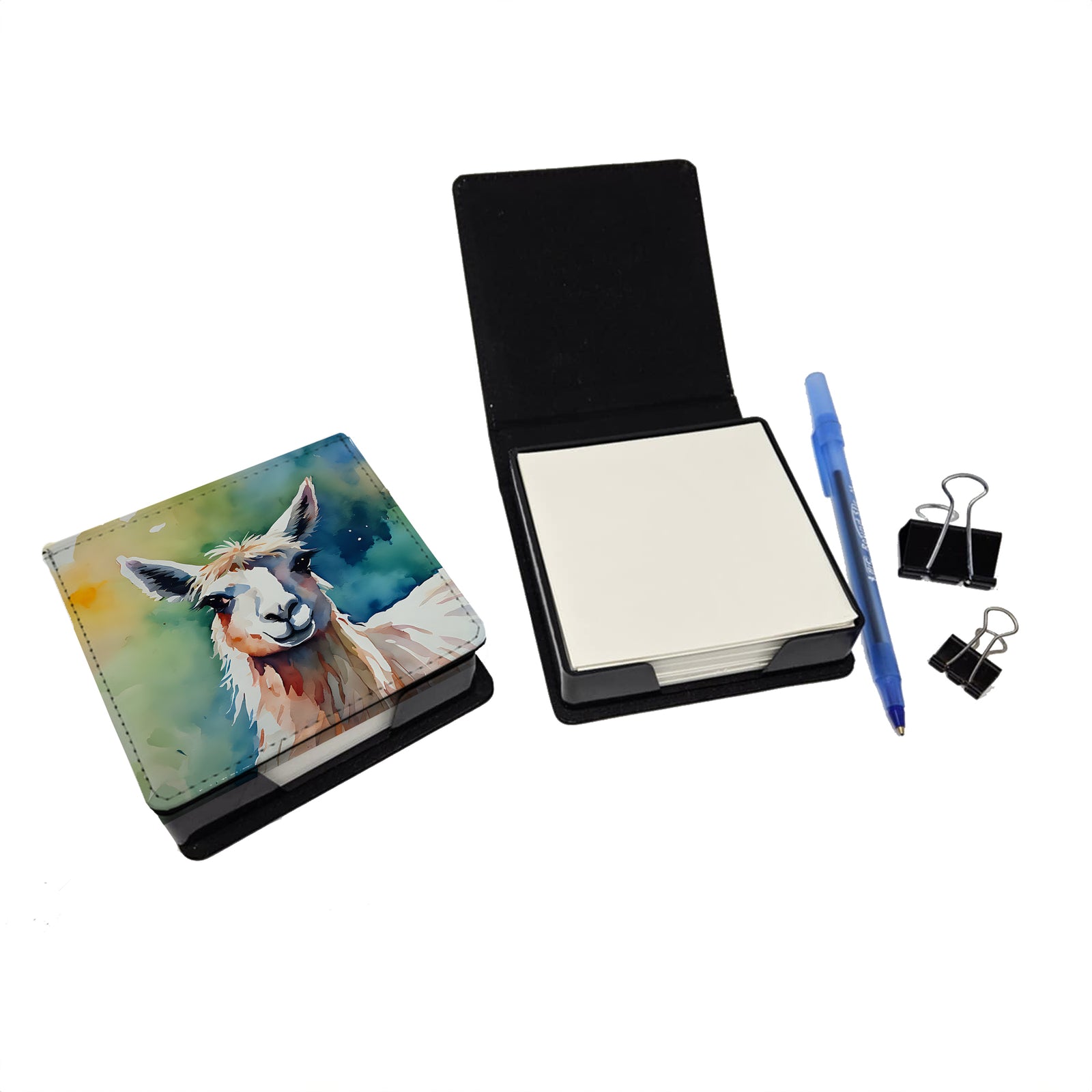 Caroline's Treasures Llama PU Leather Note Paper Holder