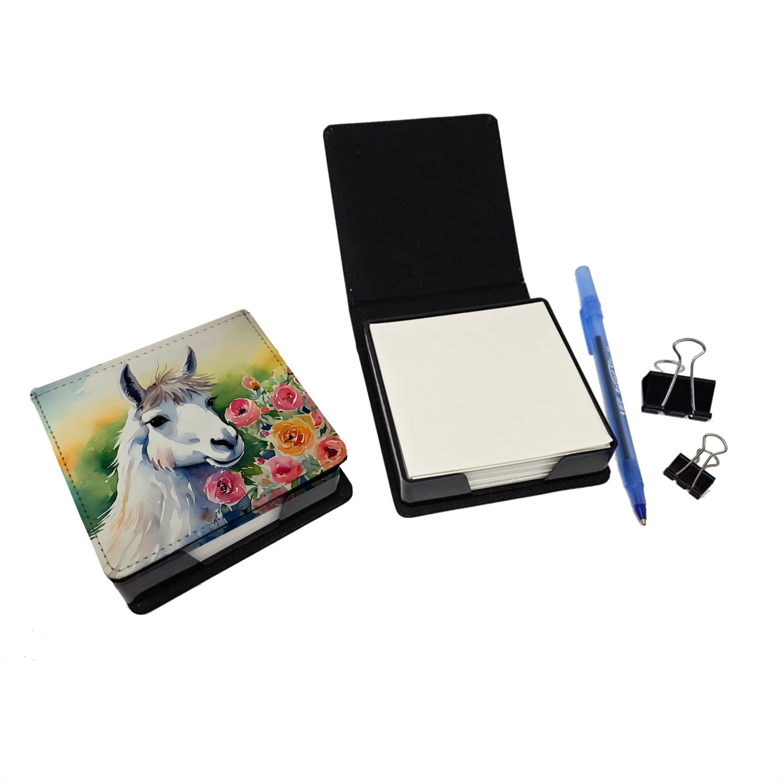 Caroline's Treasures Llama PU Leather Note Paper Holder
