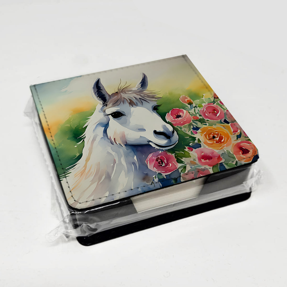 Caroline's Treasures Llama PU Leather Note Paper Holder