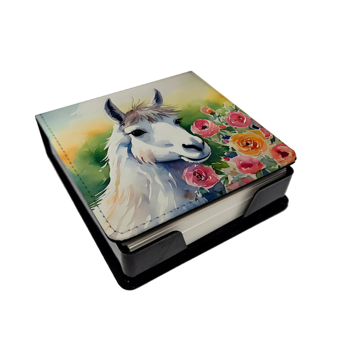 Caroline's Treasures Llama PU Leather Note Paper Holder