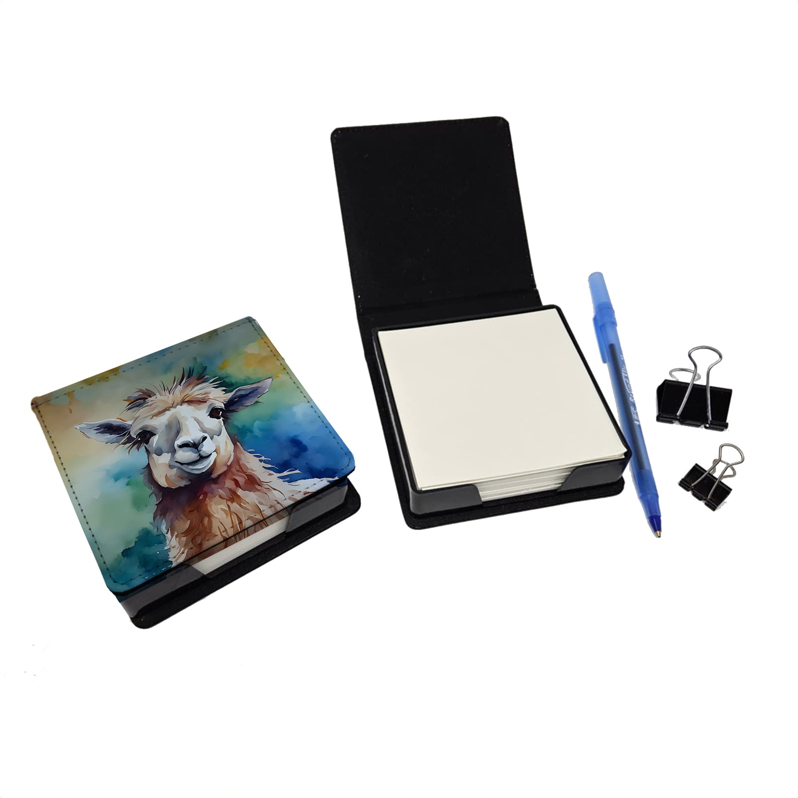 Caroline's Treasures Llama PU Leather Note Paper Holder