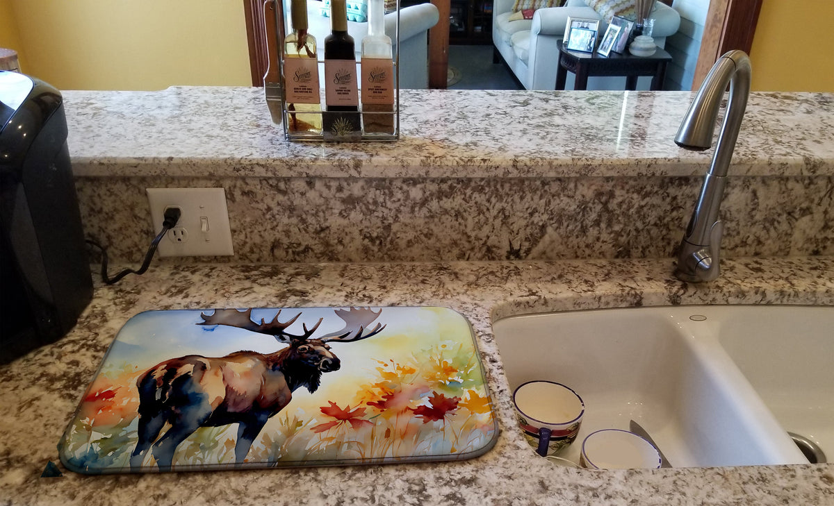 Caroline's Treasures Moose Dish Drying Mat