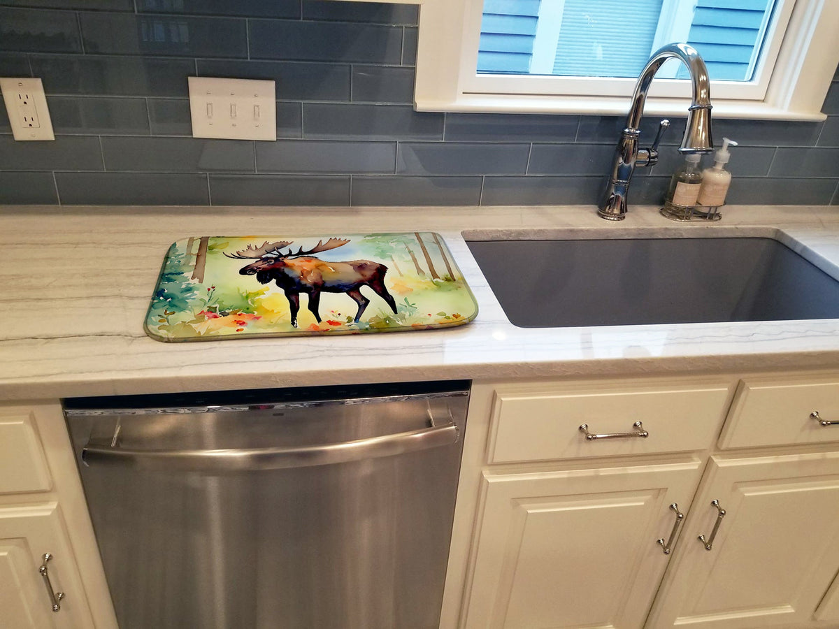 Caroline's Treasures Moose Dish Drying Mat