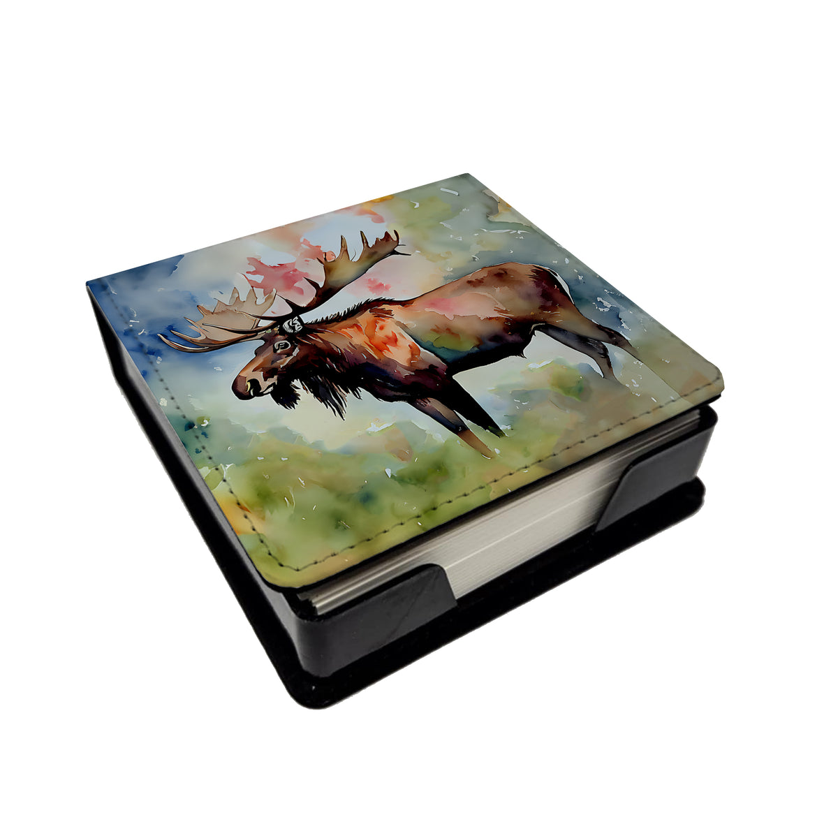 Caroline's Treasures Moose PU Leather Note Paper Holder