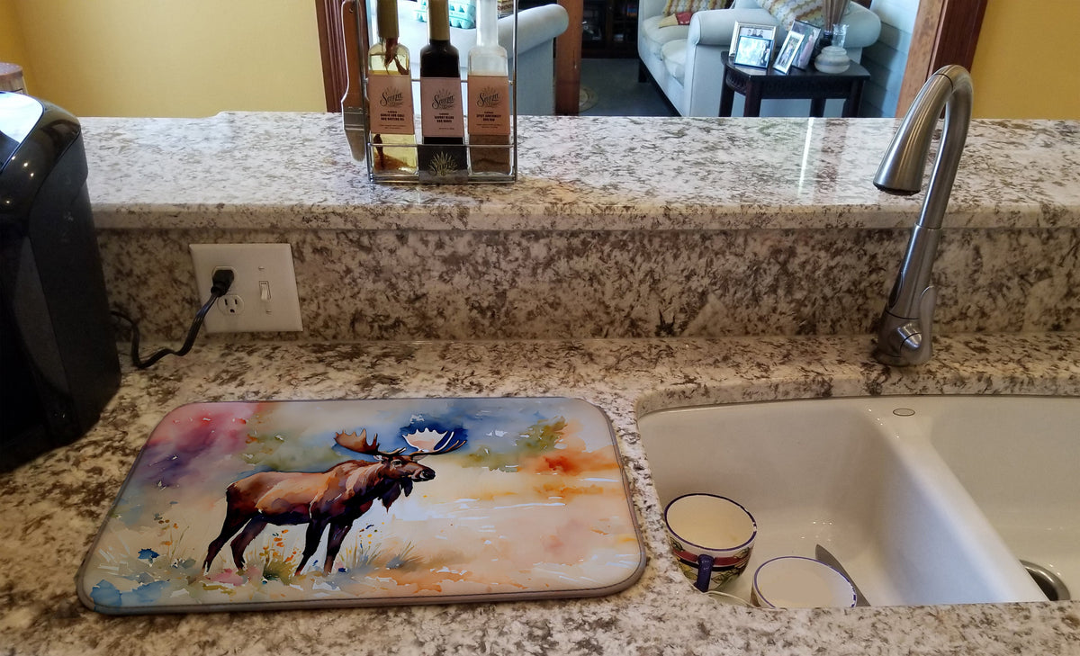 Caroline's Treasures Moose Dish Drying Mat