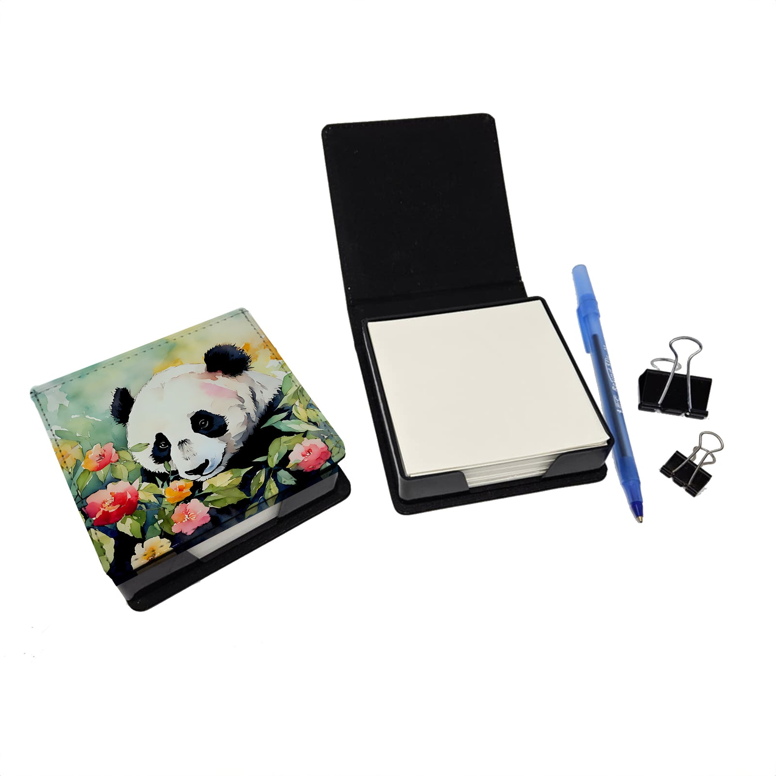 Caroline's Treasures Panda PU Leather Note Paper Holder