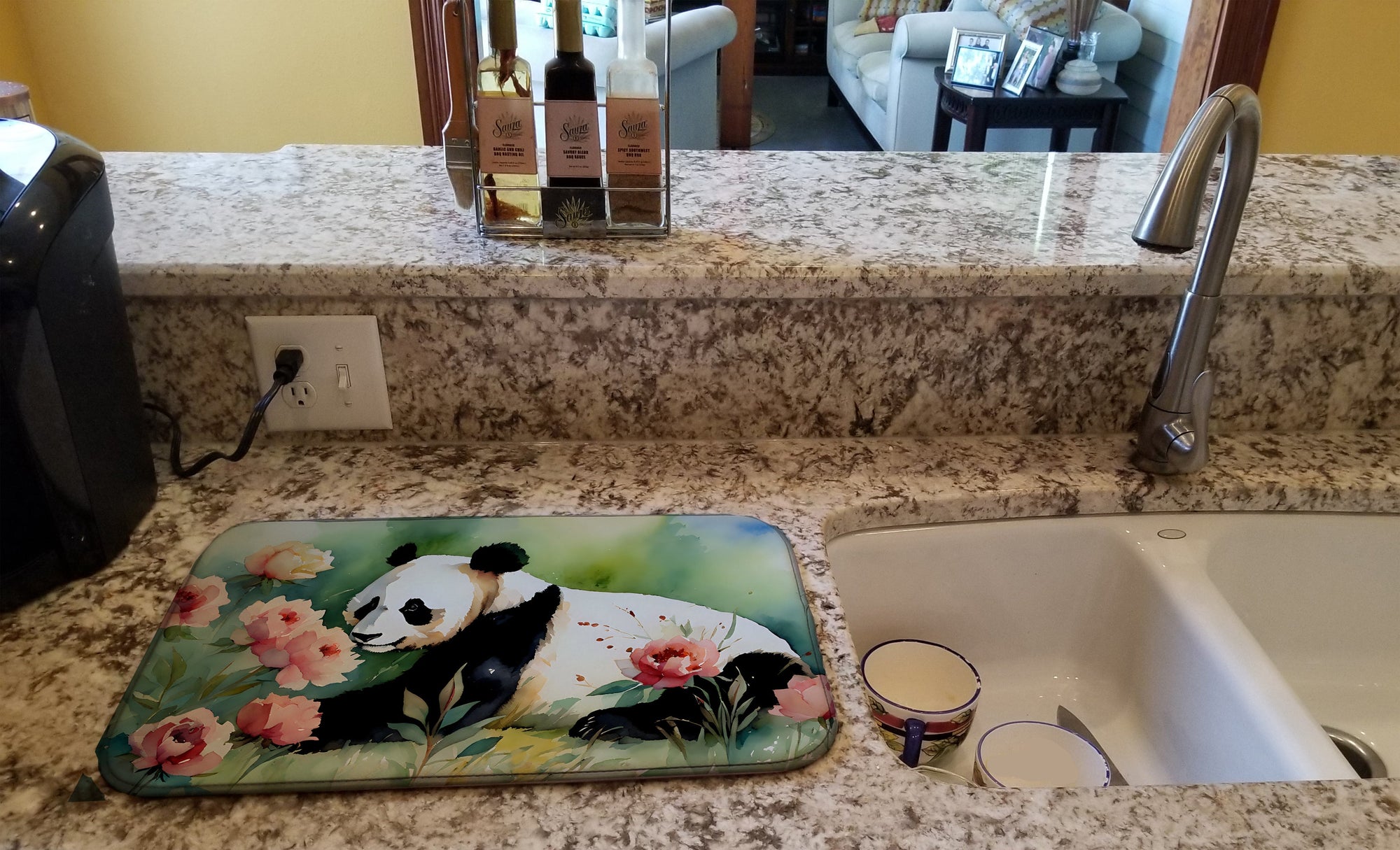 Caroline's Treasures Panda Dish Drying Mat