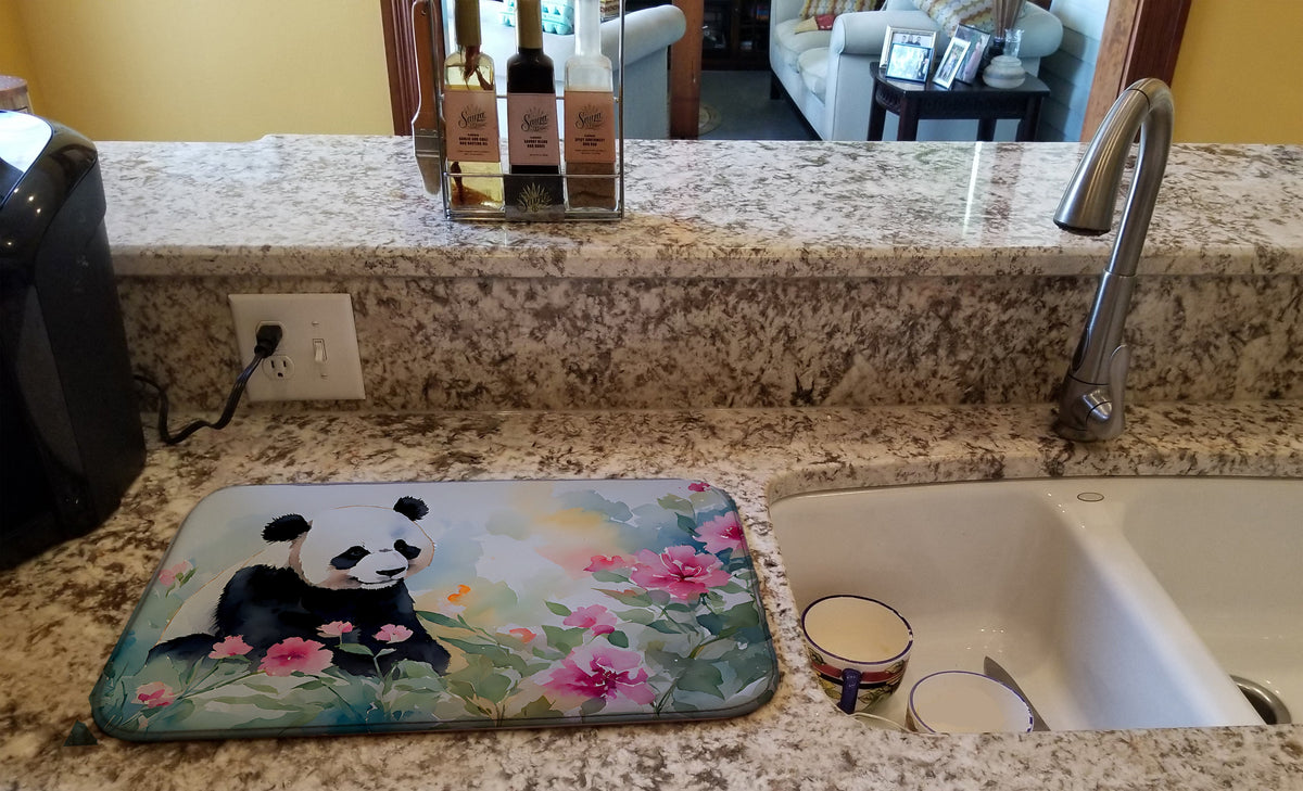 Caroline's Treasures Panda Dish Drying Mat