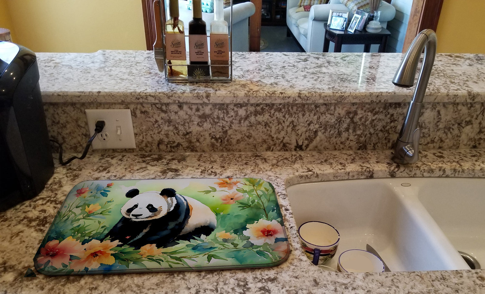 Caroline's Treasures Panda Dish Drying Mat