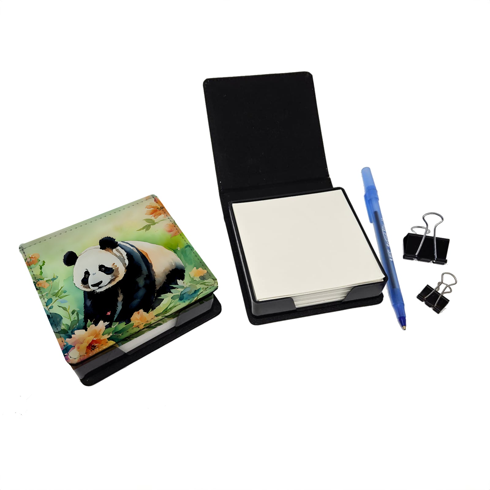Caroline's Treasures Panda PU Leather Note Paper Holder