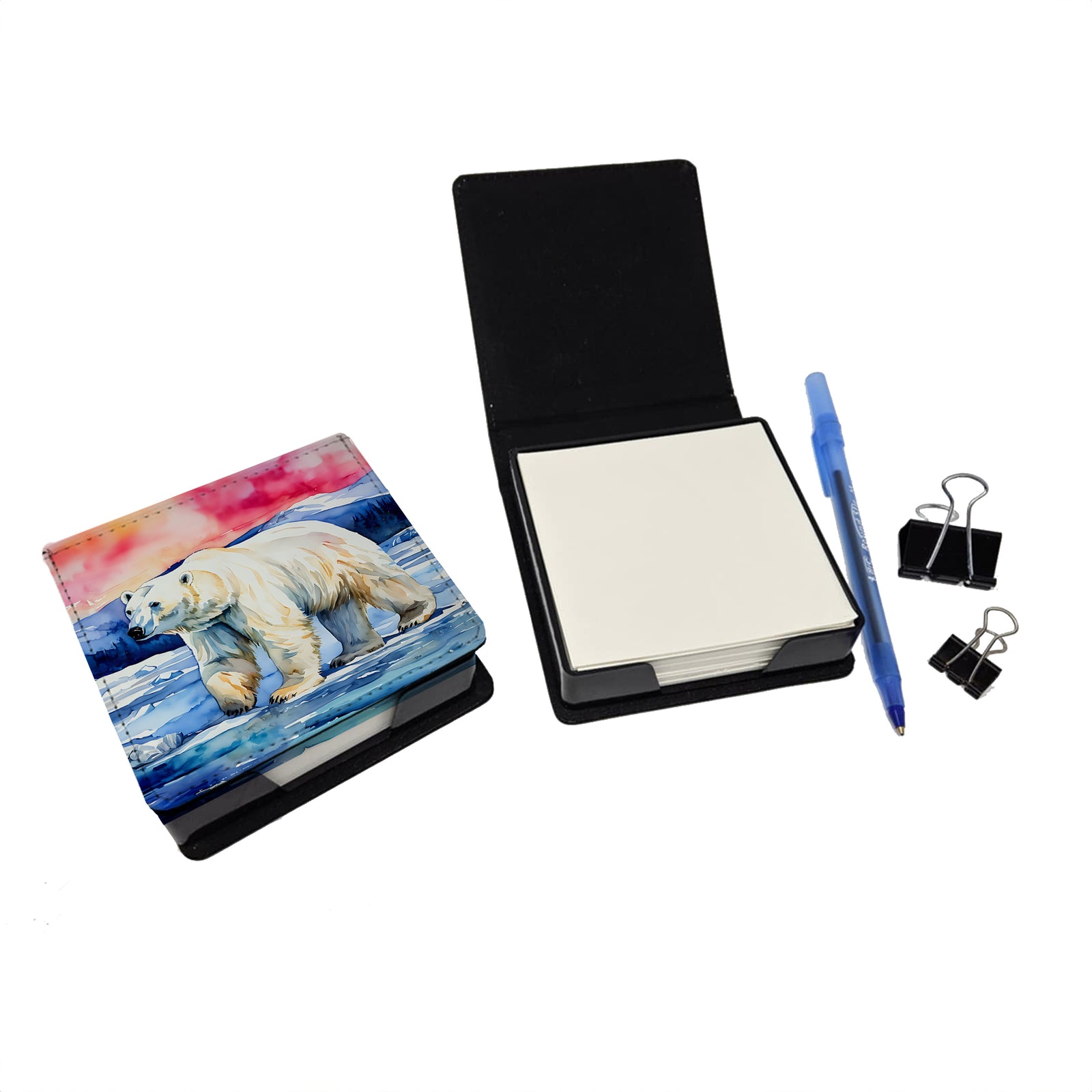 Caroline's Treasures Polar Bear PU Leather Note Paper Holder