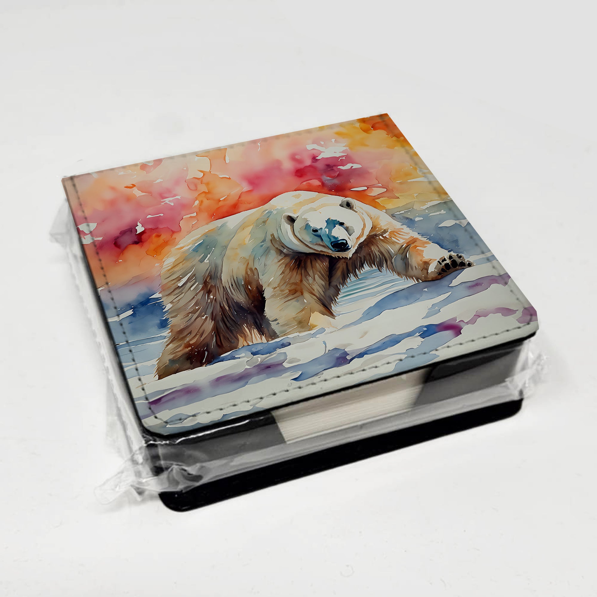 Caroline's Treasures Polar Bear PU Leather Note Paper Holder