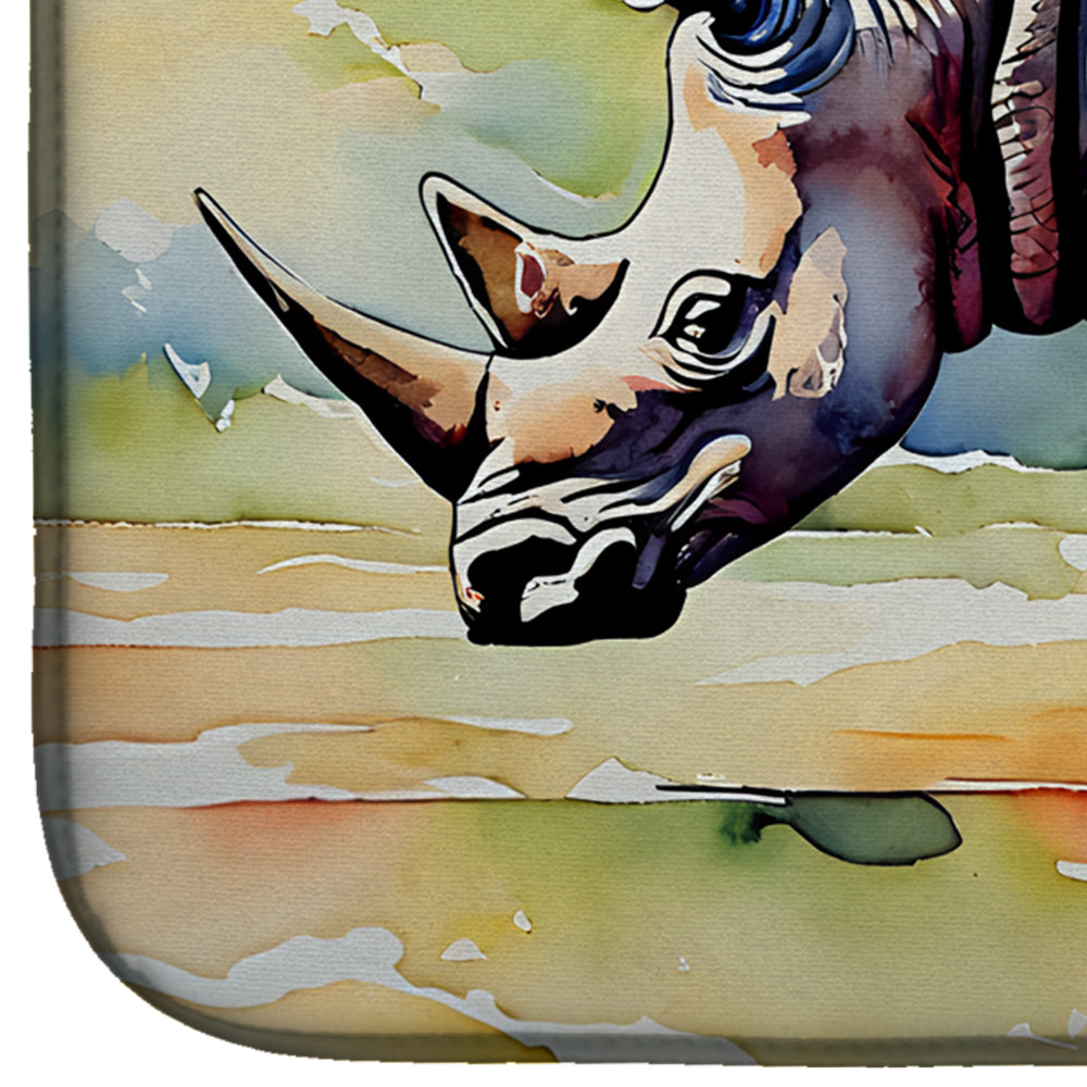 Caroline's Treasures Rhinoceros Dish Drying Mat