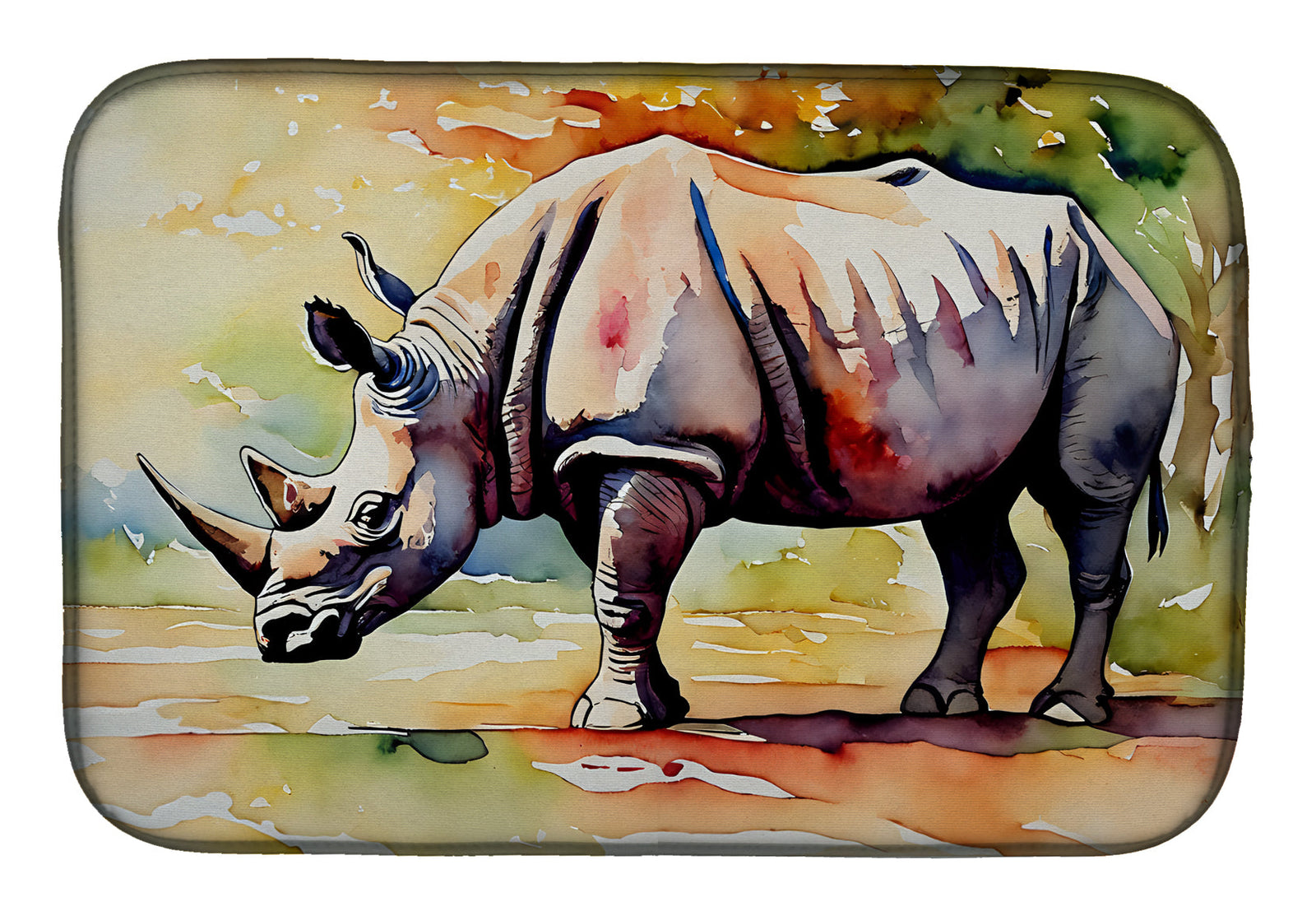 Caroline's Treasures Rhinoceros Dish Drying Mat