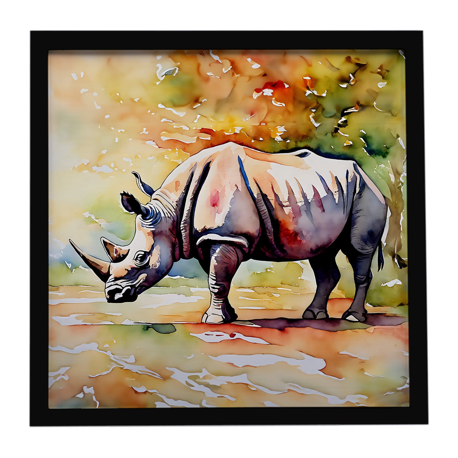 Caroline's Treasures Rhinoceros Framed Metal Print