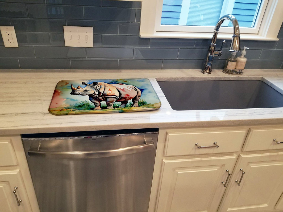 Caroline's Treasures Rhinoceros Dish Drying Mat