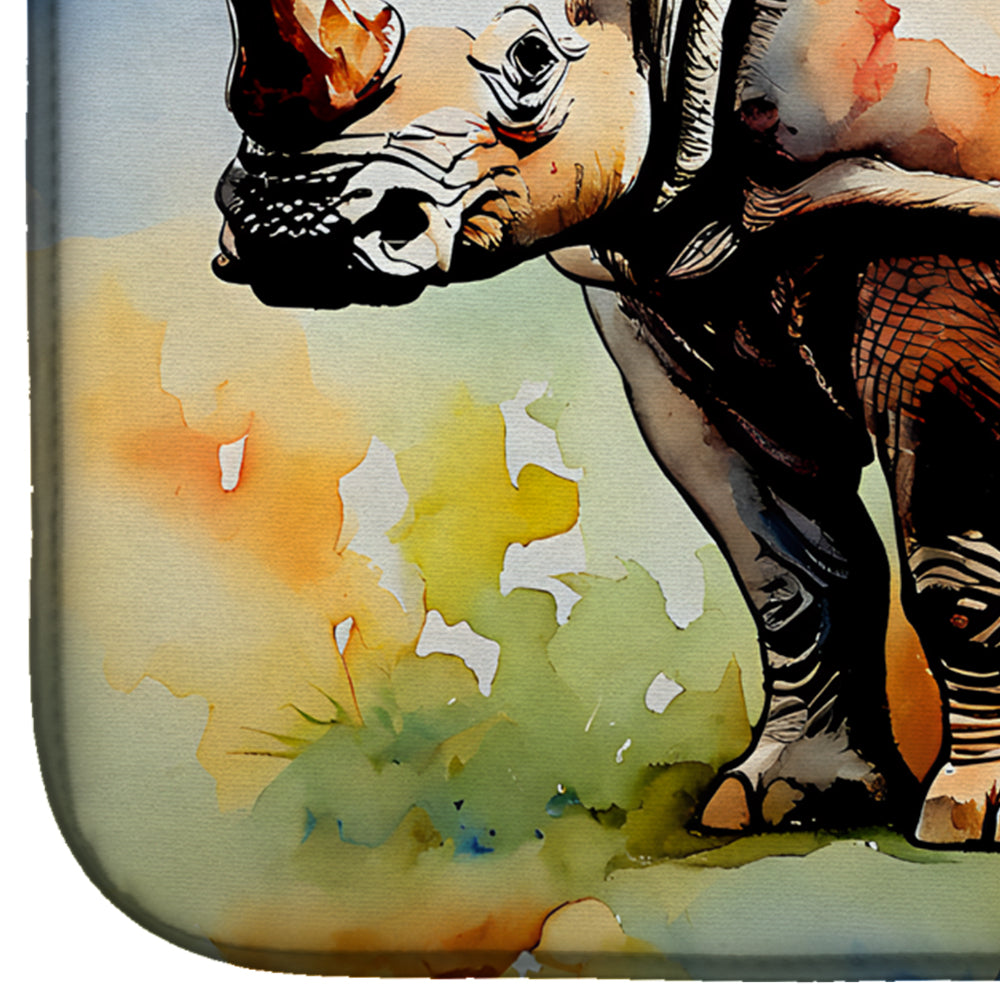 Caroline's Treasures Rhinoceros Dish Drying Mat