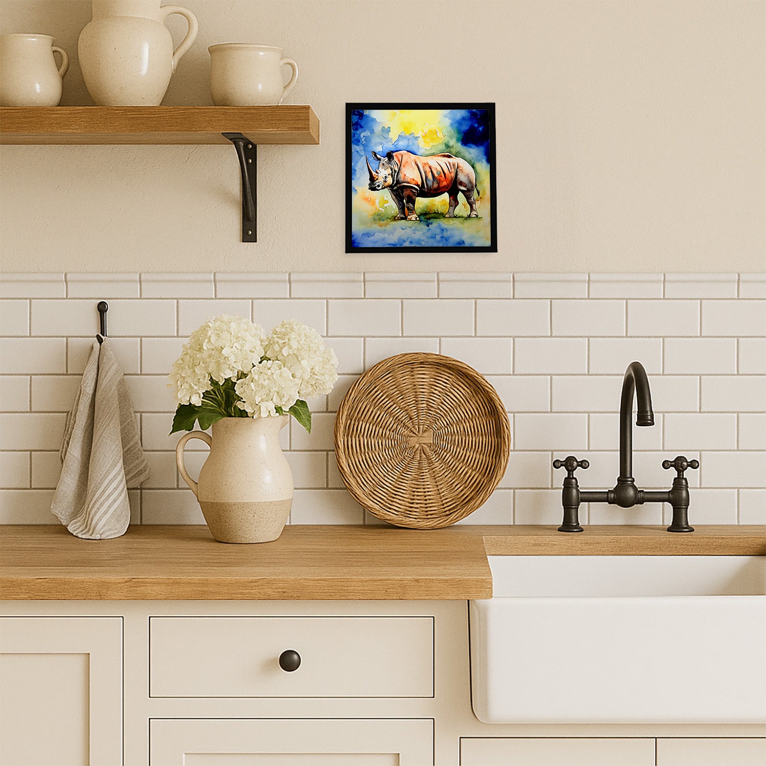 Caroline's Treasures Rhinoceros Framed Metal Print