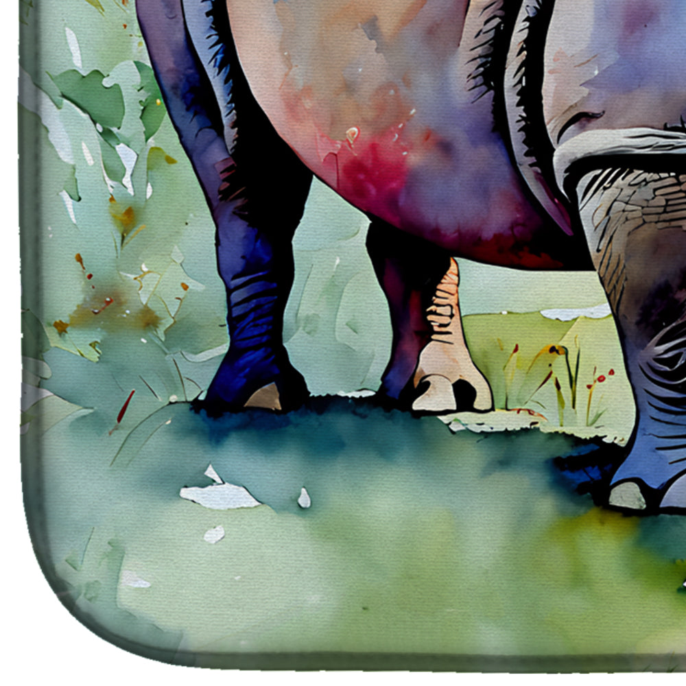 Caroline's Treasures Rhinoceros Dish Drying Mat