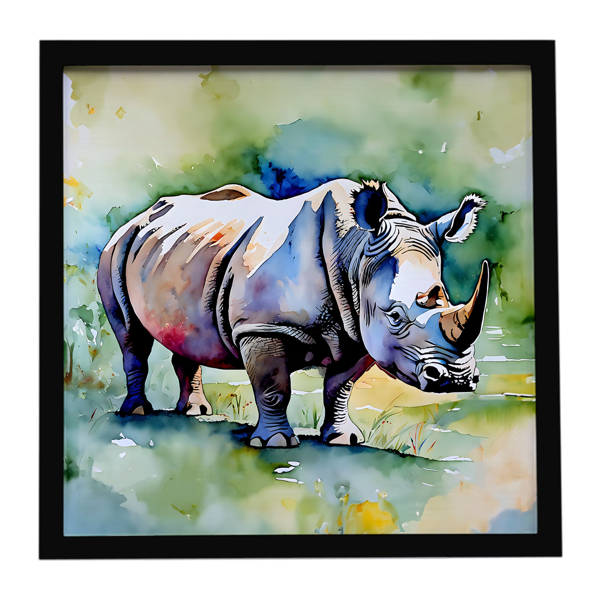 Caroline's Treasures Rhinoceros Framed Metal Print