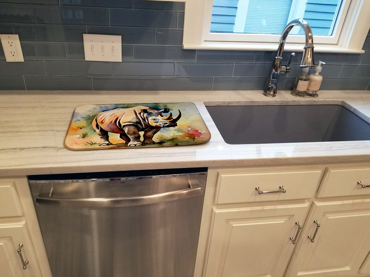 Caroline's Treasures Rhinoceros Dish Drying Mat