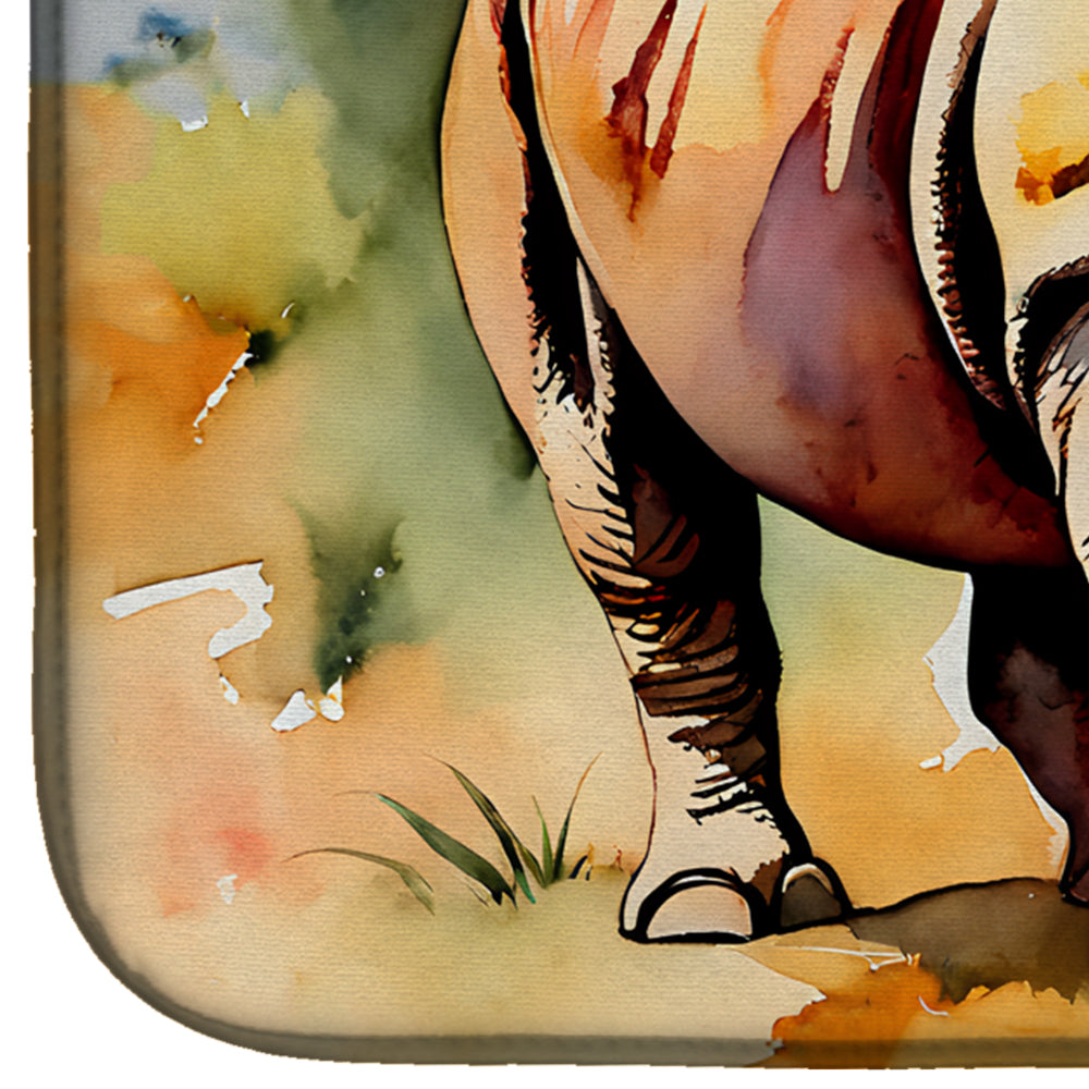 Caroline's Treasures Rhinoceros Dish Drying Mat