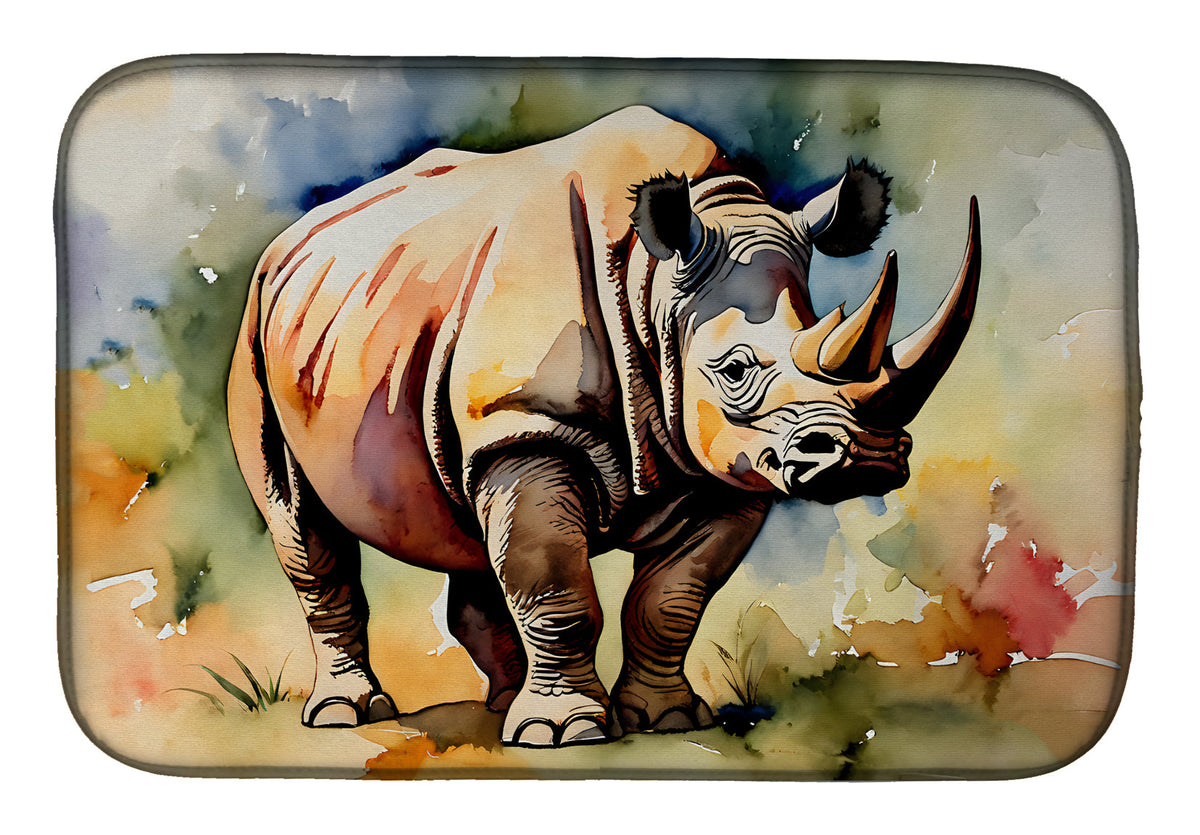 Caroline's Treasures Rhinoceros Dish Drying Mat
