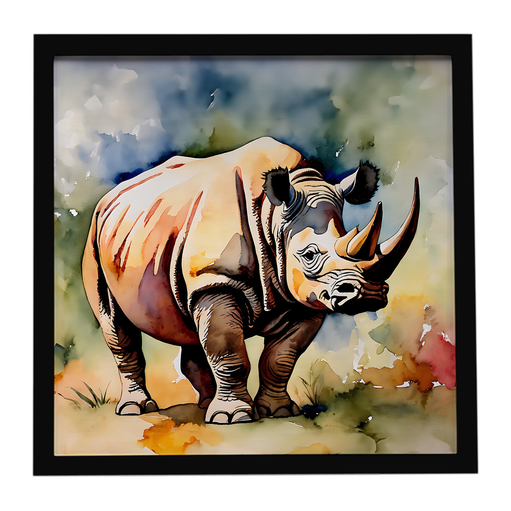 Caroline's Treasures Rhinoceros Framed Metal Print