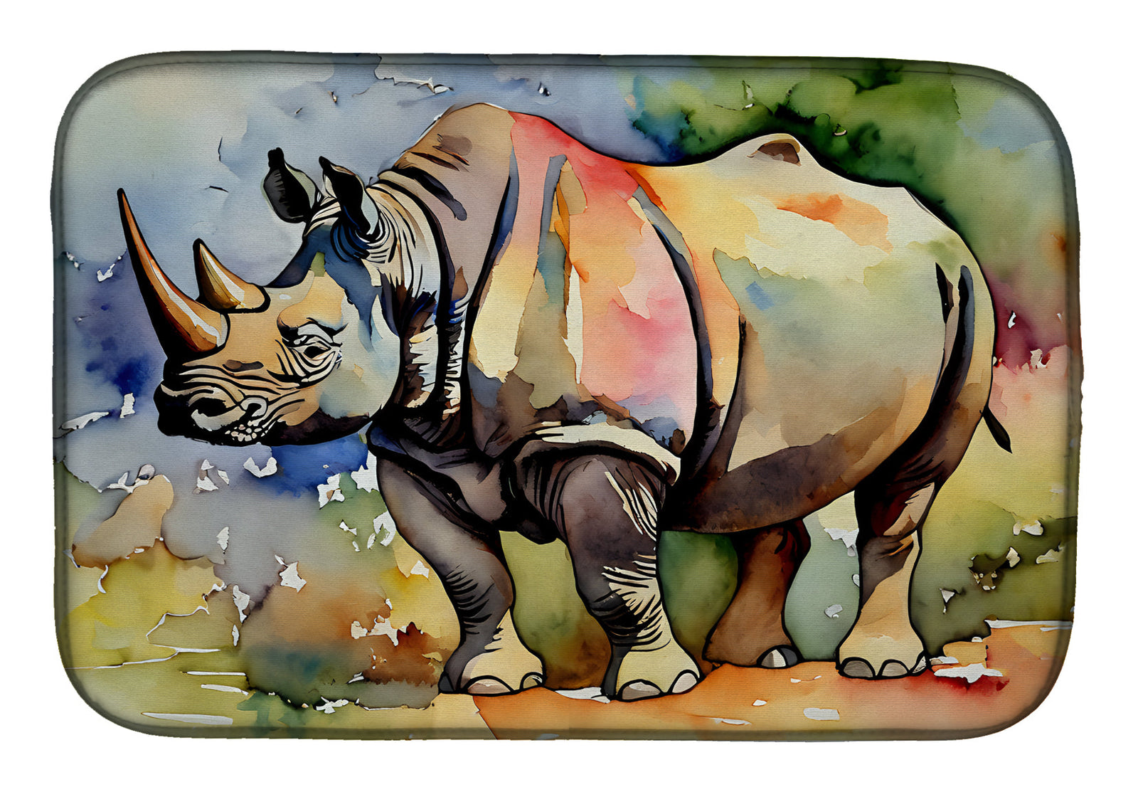 Caroline's Treasures Rhinoceros Dish Drying Mat