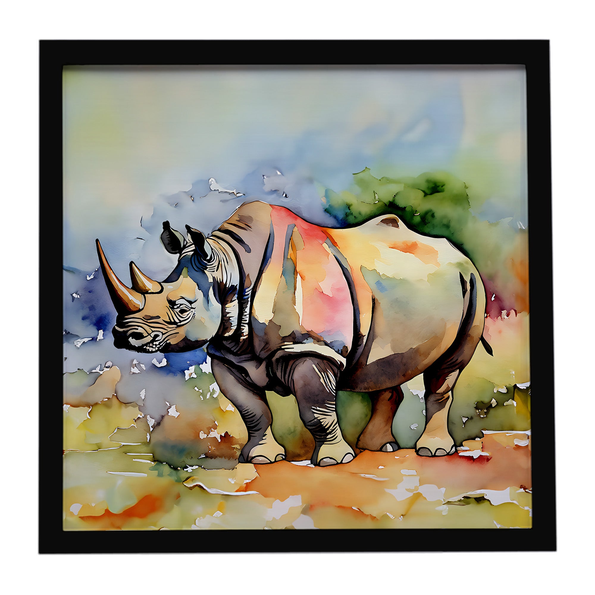 Caroline's Treasures Rhinoceros Framed Metal Print