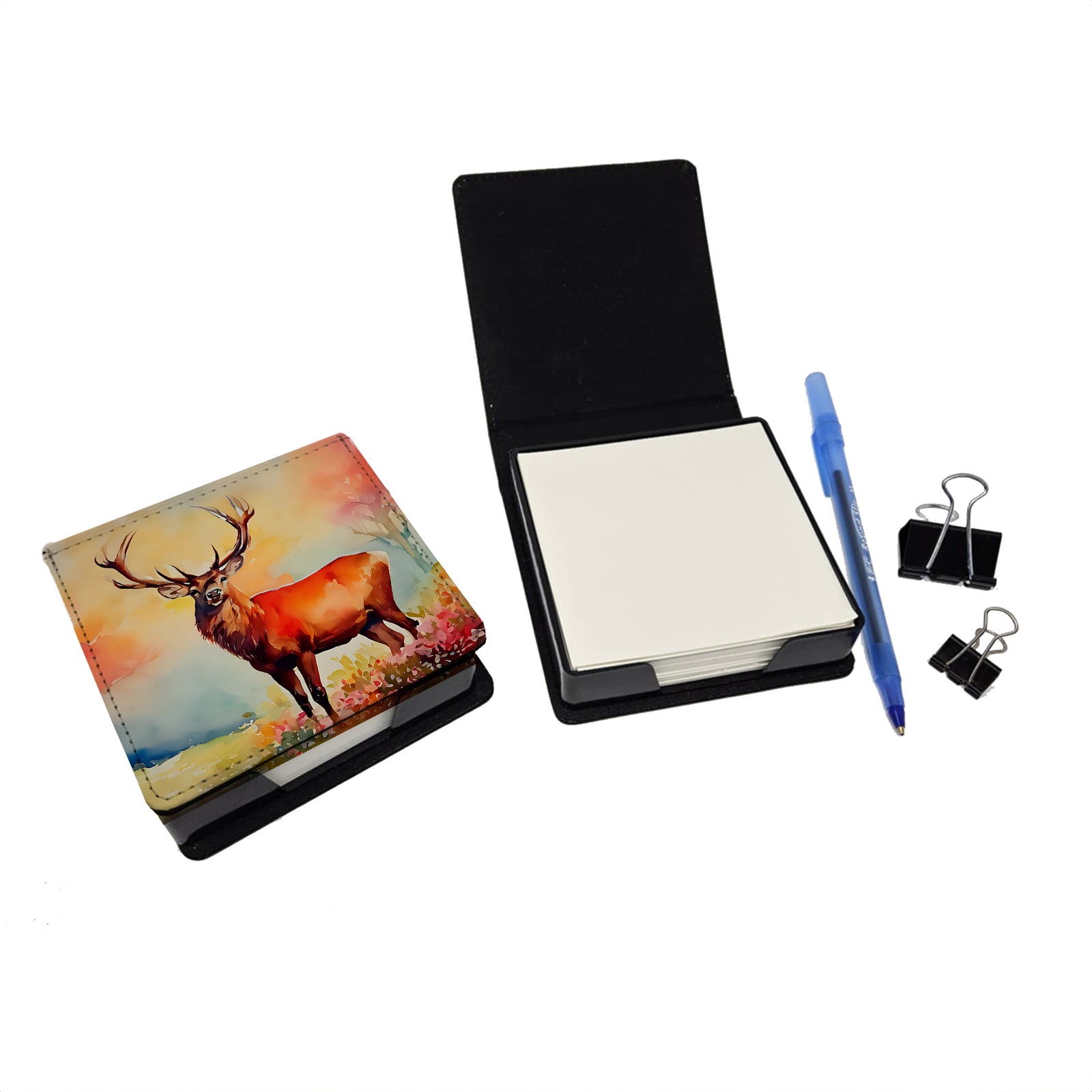Caroline's Treasures Deer Stag PU Leather Note Paper Holder