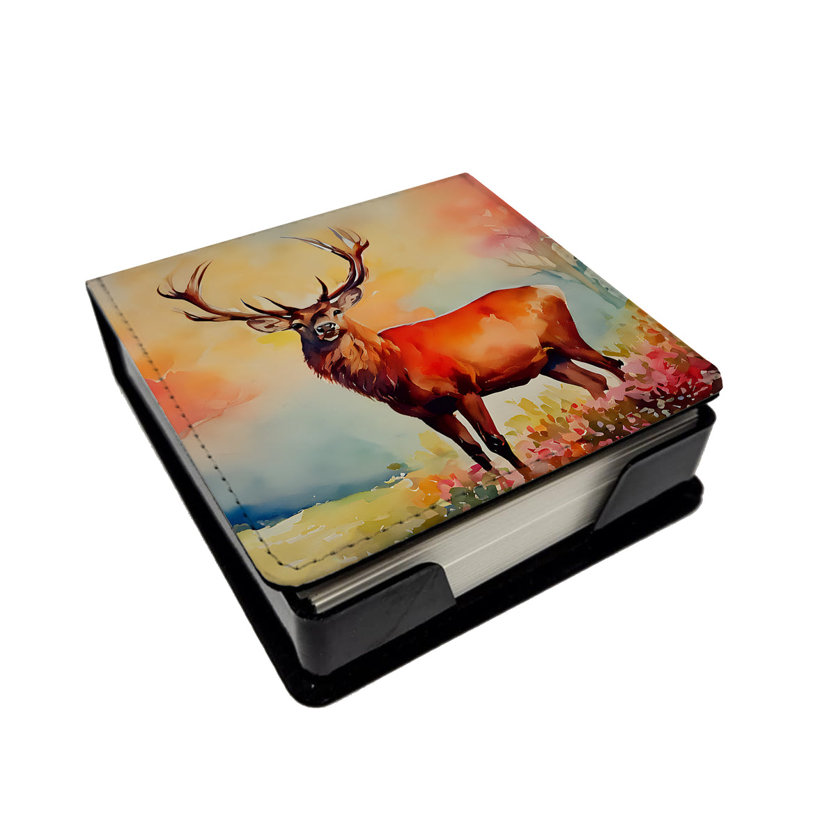 Caroline's Treasures Deer Stag PU Leather Note Paper Holder