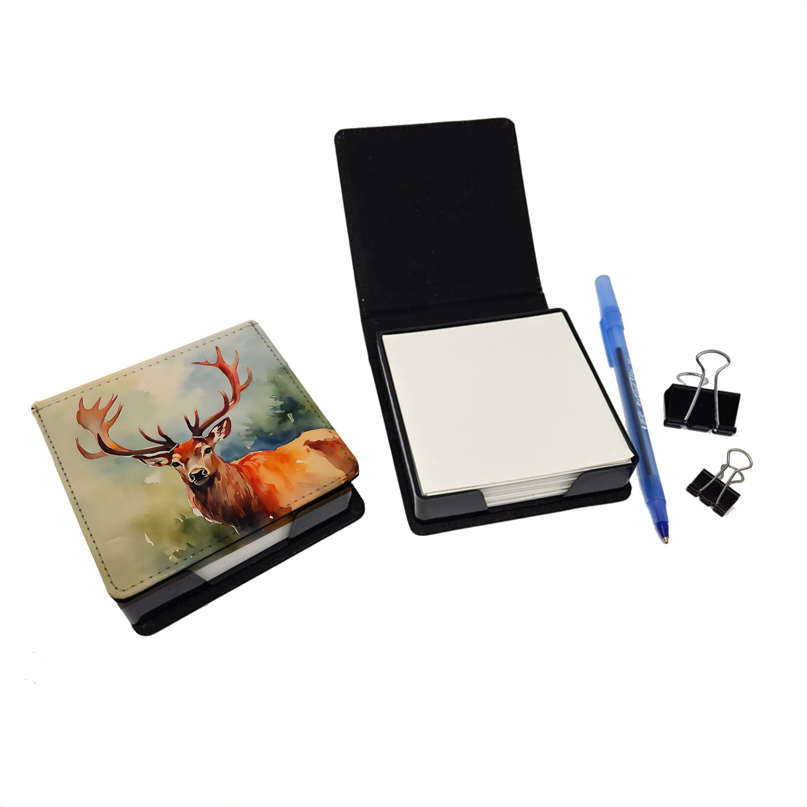 Caroline's Treasures Deer Stag PU Leather Note Paper Holder