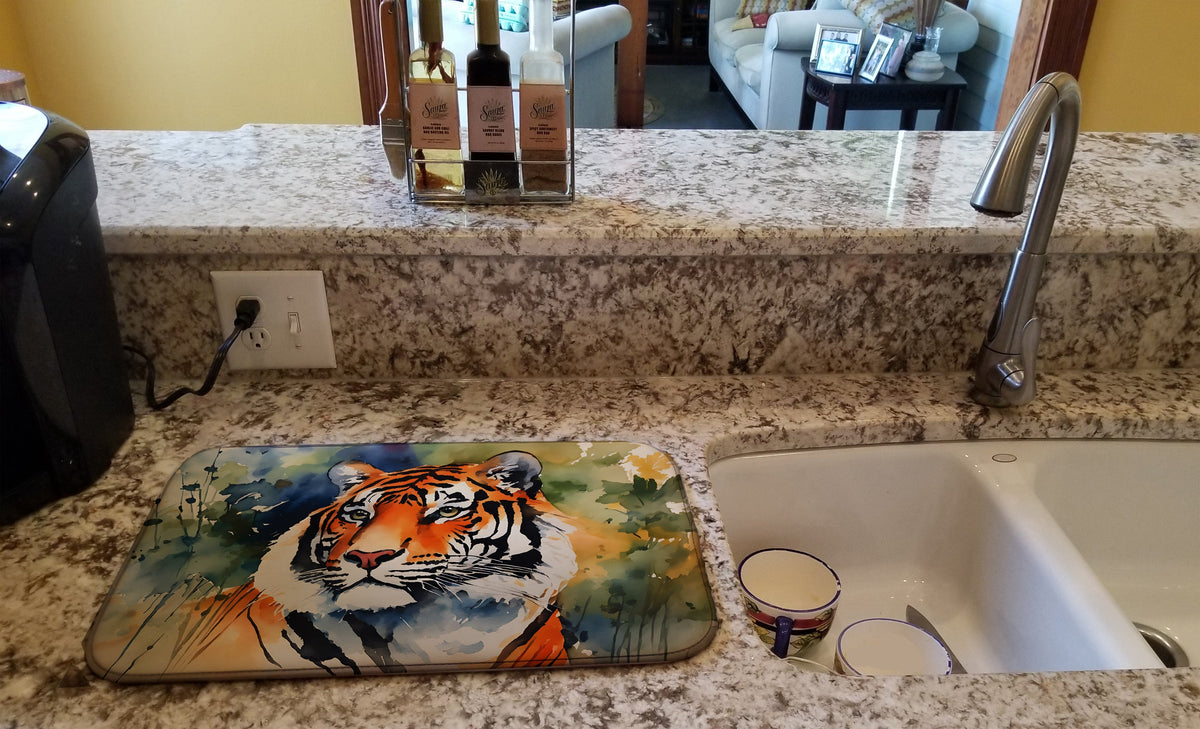 Caroline's Treasures Tiger Dish Drying Mat