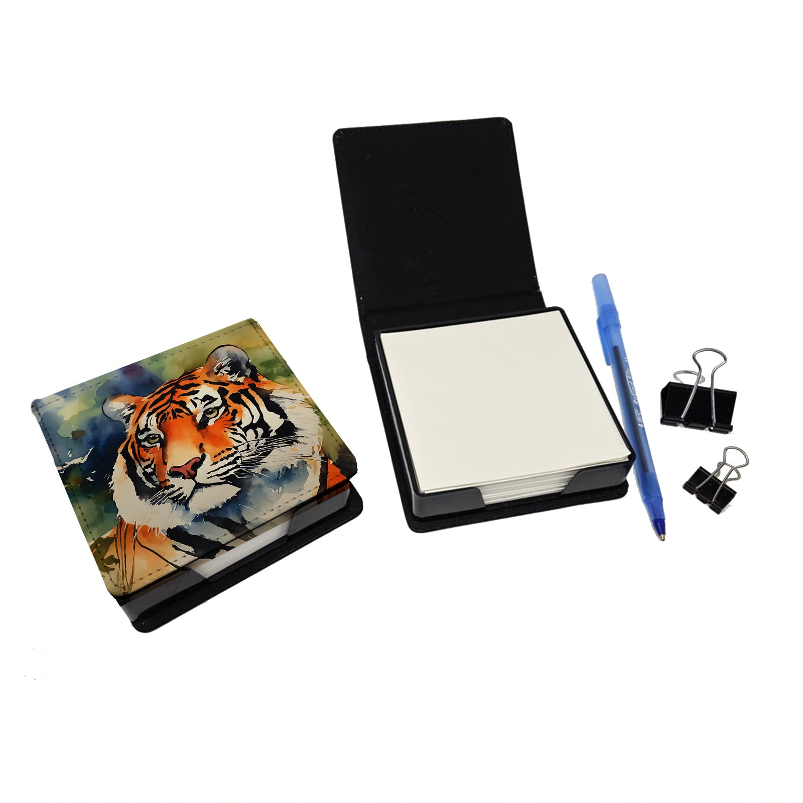 Caroline's Treasures Tiger PU Leather Note Paper Holder
