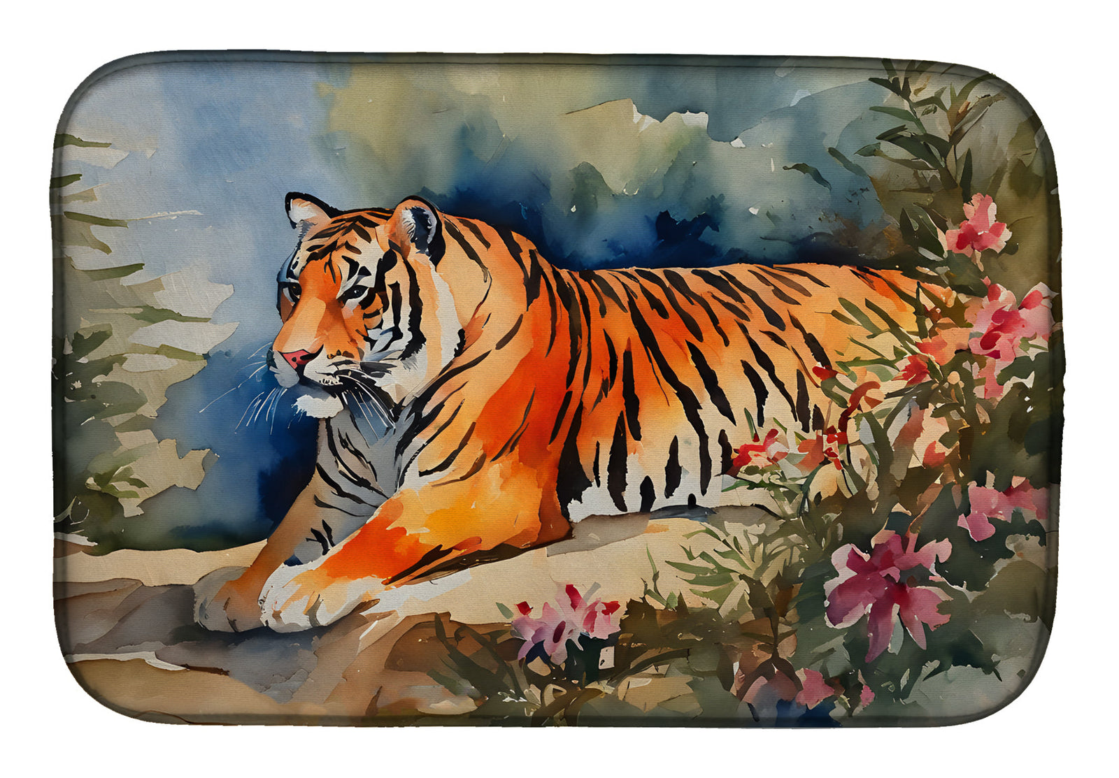 Caroline's Treasures Tiger Dish Drying Mat