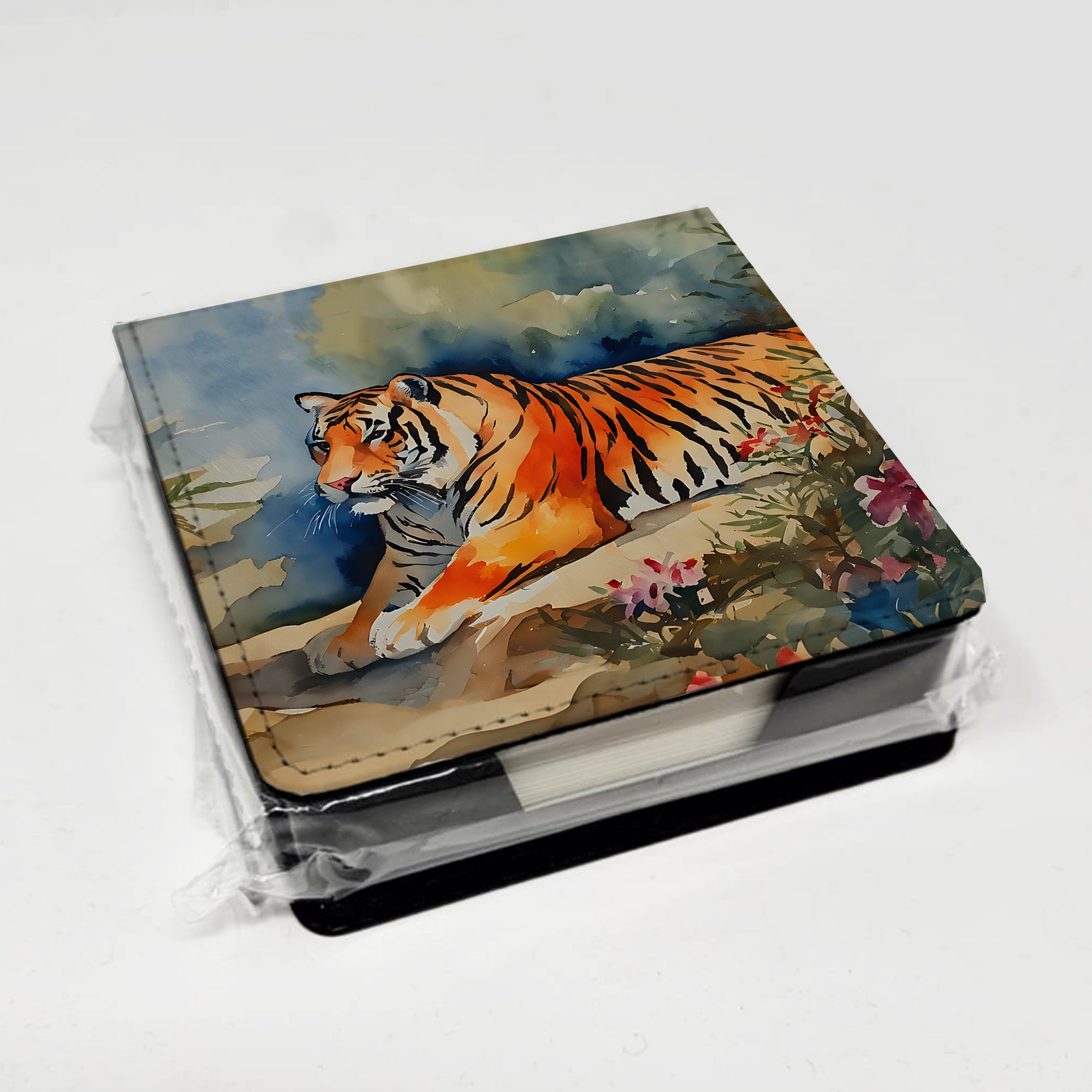 Caroline's Treasures Tiger PU Leather Note Paper Holder
