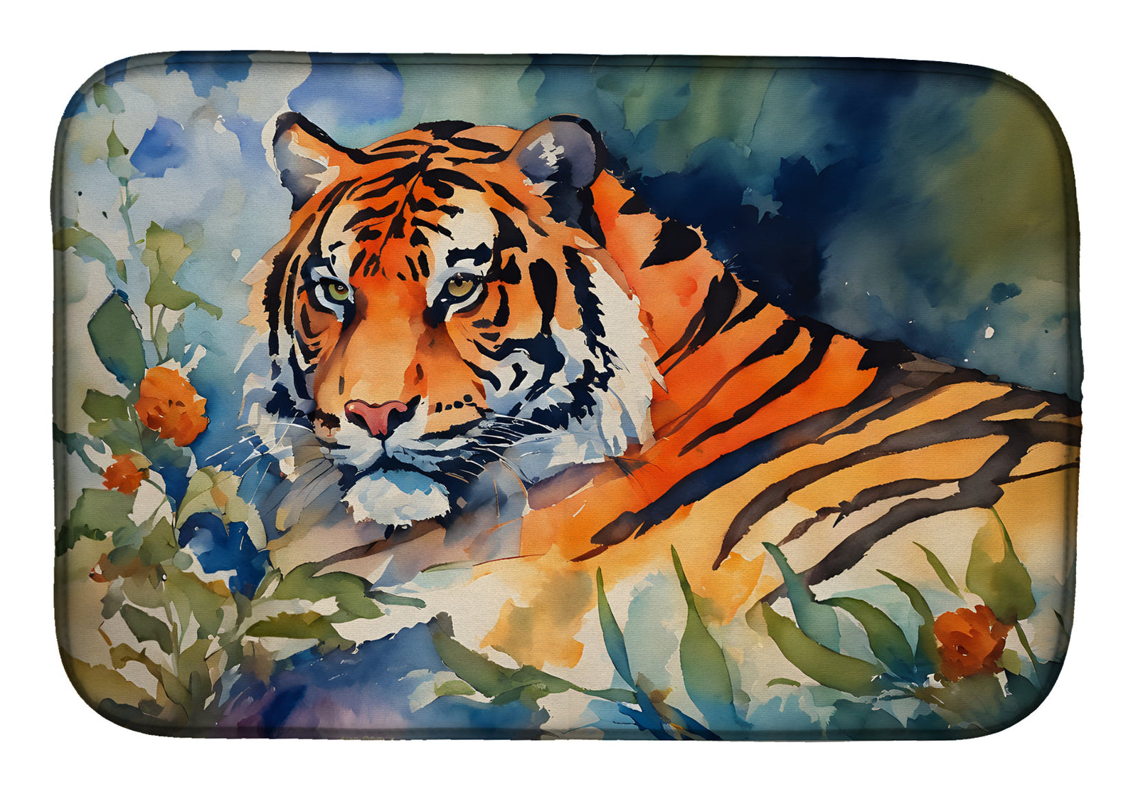 Caroline's Treasures Tiger Dish Drying Mat