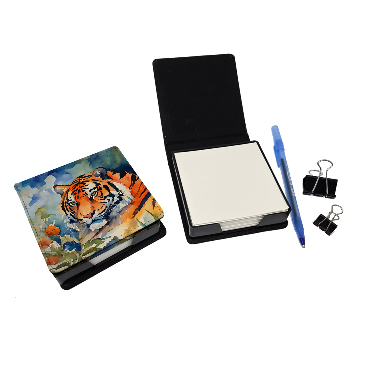 Caroline's Treasures Tiger PU Leather Note Paper Holder