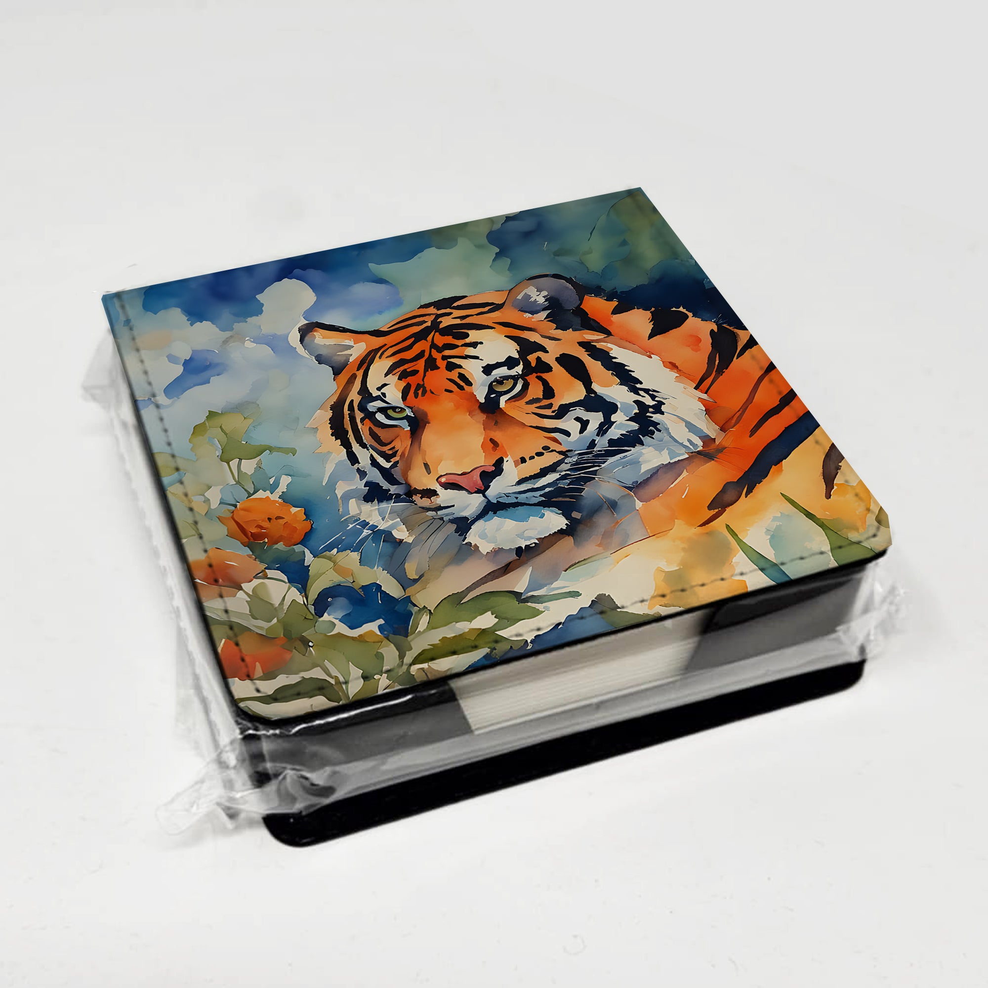 Caroline's Treasures Tiger PU Leather Note Paper Holder