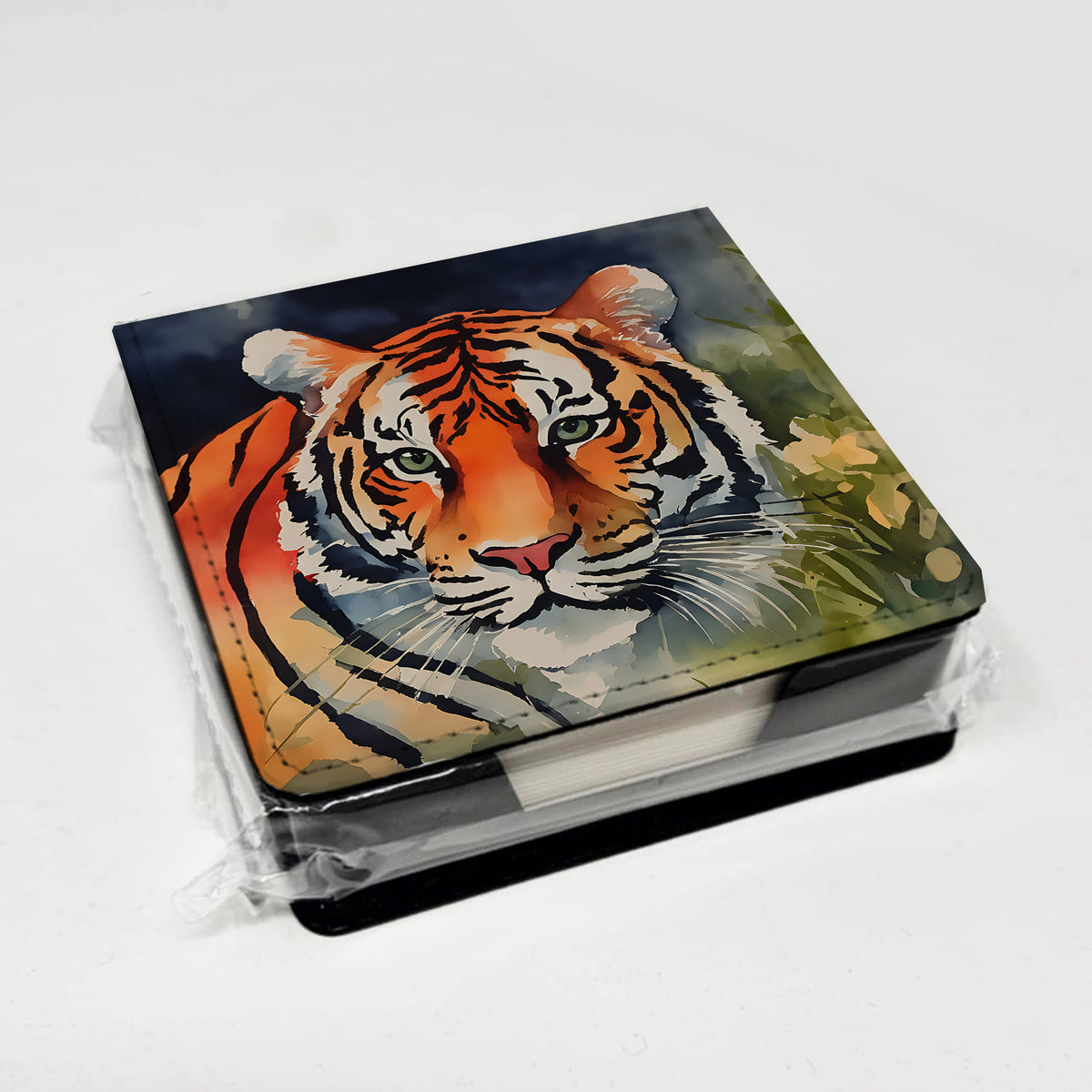 Caroline's Treasures Tiger PU Leather Note Paper Holder